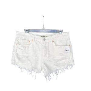NEW Free People Loving Good Vibrations Frayed Hem Jean Shorts size 28 30 White